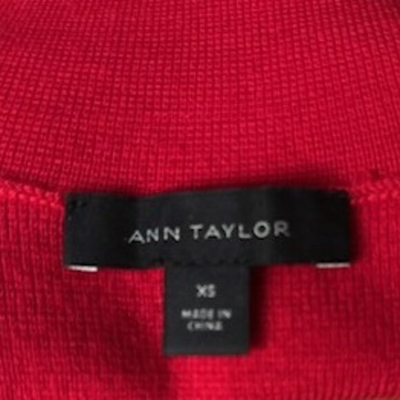 Ann Taylor Red Wool Blend Mock Neck Knit Pullover Stretch Sweater Top - Picture 4 of 5